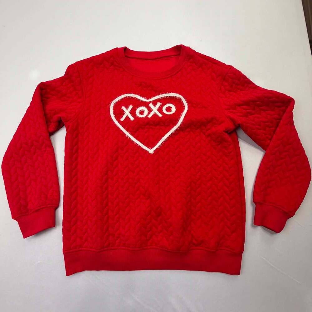 Unbranded Red Quilted XOXO Heart Sweatshirt Size M